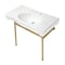 Kingston Brass 36 Ceramic Console Sink with Stainless Steel Legs, WhiteBrushed Brass VPB28140W87 - alternate 1
